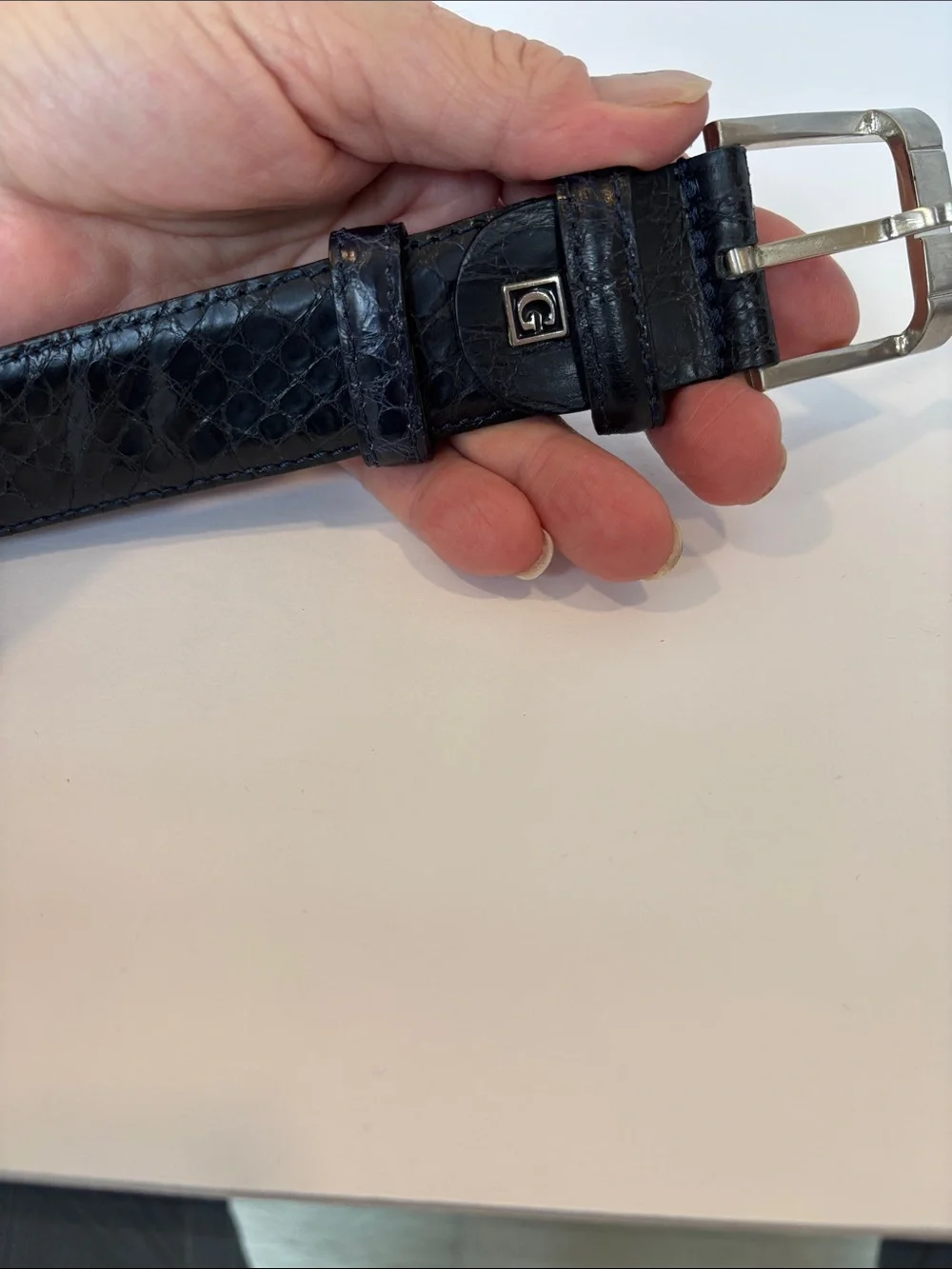 Giorgio's Palm Beach Crocodile Men's Belt Big/Tall Blue Size 50 NWOT
